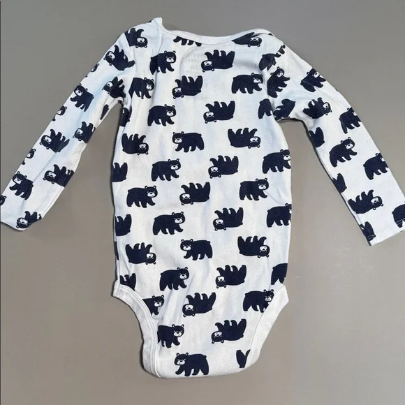 💜3/$15 Plaid Button Up Shirt and Bear Print Onesie Set - Picture 7 of 8